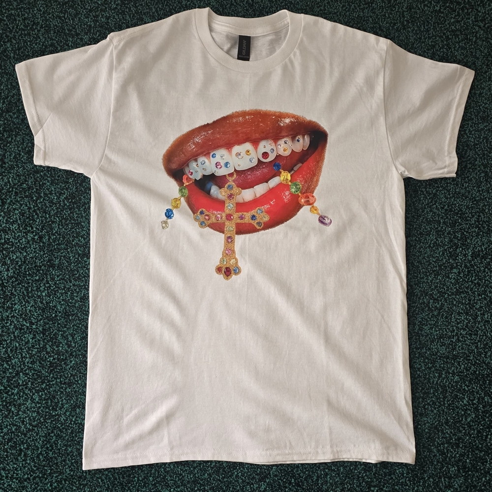 Gildan White T-Shirt with Colorful Graphic
